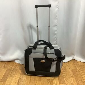 Bella Russo Rolling Tote Laptop Bag Black and Gray Travel Unisex